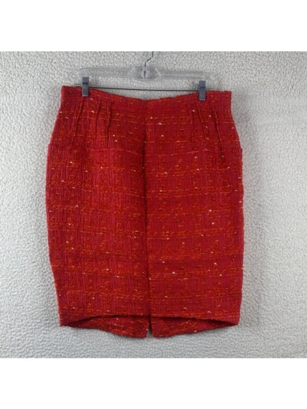 NWOT Nina Ricci Womens Red Wool Silk Blend Tweed Pencil Skirt FR 46 (US 12)